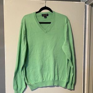 Brooks Brothers Men's Mint Green V-Neck Sweater Supima Cotton